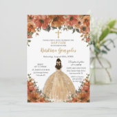バプテスマ《キリスト教》洗礼式や命名式バーントオレンジ秋フローラ金ゴールド 招待状 (スタンド正面)