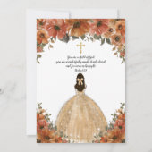 バプテスマ《キリスト教》洗礼式や命名式バーントオレンジ秋フローラ金ゴールド 招待状 (裏面)