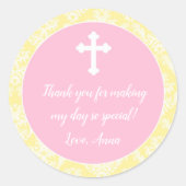 バプテスマ《キリスト教》洗礼式や命名式ピンクイエローギフト特典ラベル ラウンドシール (正面)