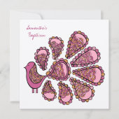 バプテスマ《キリスト教》洗礼式や命名式ピンクピーコック招待状招待状 招待状 (正面)