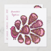 バプテスマ《キリスト教》洗礼式や命名式ピンクピーコック招待状招待状 招待状 (正面/裏面)