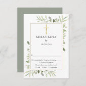 バプテスマ《キリスト教》洗礼式や命名式ファーストホーリーコミュニオングリーンリー 出欠カード (正面/裏面)