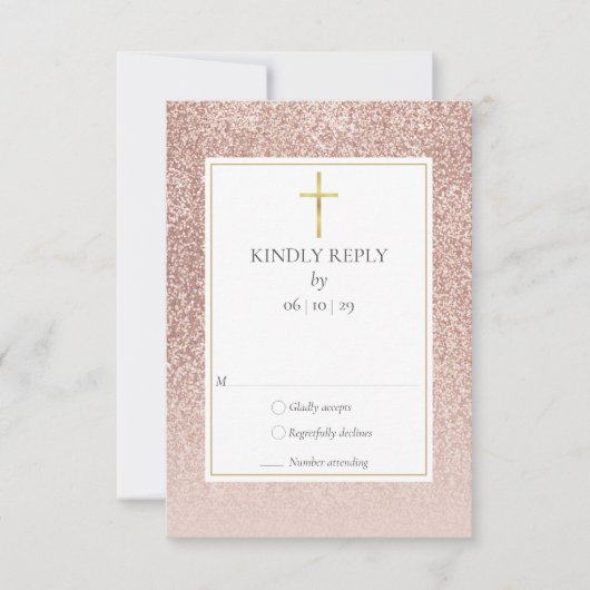 バプテスマ《キリスト教》洗礼式や命名式ファーストホーリーコミュニオンバラ金ゴールド 出欠カード (正面)