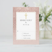 バプテスマ《キリスト教》洗礼式や命名式ファーストホーリーコミュニオンバラ金ゴールド 出欠カード (スタンド正面)