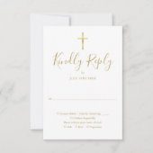 バプテスマ《キリスト教》洗礼式や命名式ファーストホーリーコミューニオン金ゴールド 出欠カード (正面)