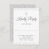 バプテスマ《キリスト教》洗礼式や命名式ファースト・ホリー・コミュニオンシルバー 出欠カード (正面/裏面)