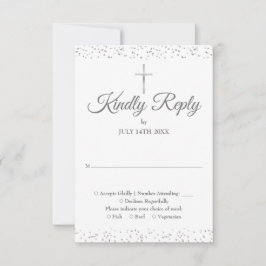 バプテスマ《キリスト教》洗礼式や命名式ファースト・ホリー・コミュニオンシルバー 出欠カード