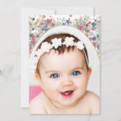 バプテスマ《キリスト教》洗礼式や命名式フォトピンクフローラ宗教 招待状 (裏面)