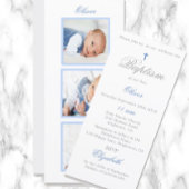 バプテスマ |《キリスト教》洗礼式や命名式フォトベビーブルー招待状 シーズンカード