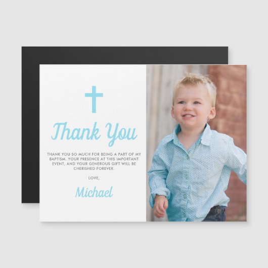 バプテスマ《キリスト教》洗礼式や命名式フォトマグネットサンキューカード (正面/裏面)
