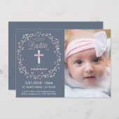 バプテスマ，《キリスト教》洗礼式や命名式フォト招待状 – ベビーガール 招待状 (正面/裏面)