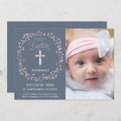 バプテスマ，《キリスト教》洗礼式や命名式フォト招待状 – ベビーガール 招待状 (正面/裏面)