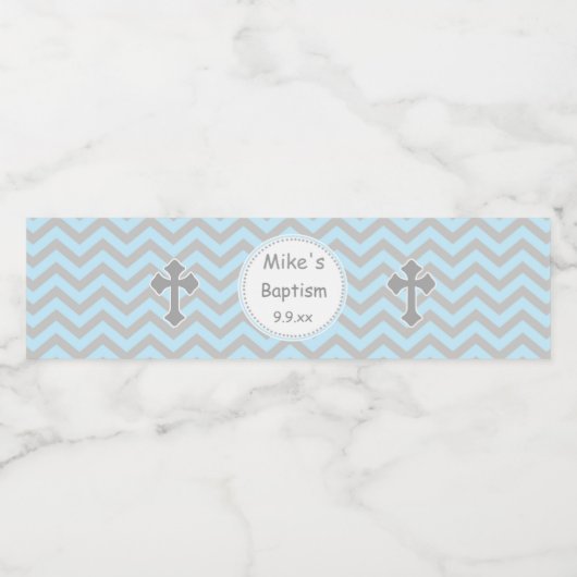 バプテスマ《キリスト教》洗礼式や命名式ブルーグレーボトルラッパ ペットボトルラベル (シングルラベル)