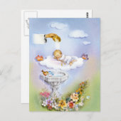 バプテスマ《キリスト教》洗礼式や命名式ベビー ポストカード (正面/裏面)