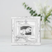 バプテスマ《キリスト教》洗礼式や命名式ホワイトスターフォトクロスボウ 招待状 (スタンド正面)