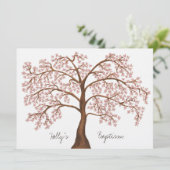 バプテスマ《キリスト教》洗礼式や命名式ホワイトピンクさくらんぼブロッサムツリー 招待状 (スタンド正面)