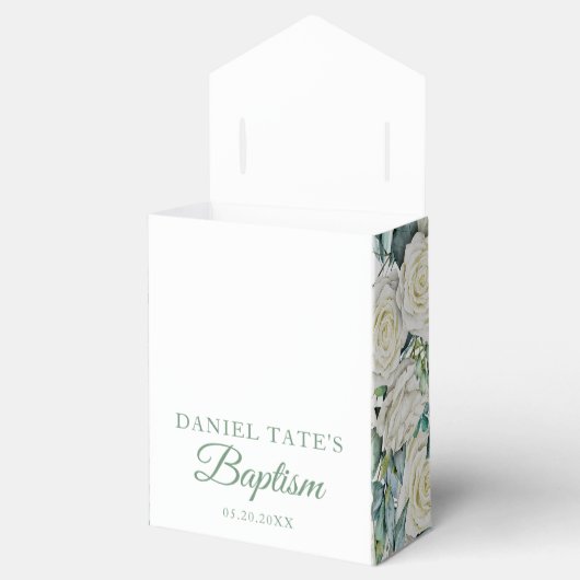 バプテスマ&《キリスト教》洗礼式や命名式ホワイトフラワーズユーカリ フェイバーボックス (オープン)