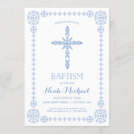 バプテスマ、《キリスト教》洗礼式や命名式ボーイズ招待状エレガントクロス 招待状