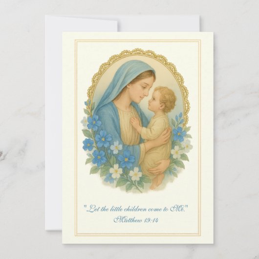 バプテスマ《キリスト教》洗礼式や命名式メアリーイエズブルーフローラ 招待状 (裏面)