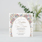 バプテスマ《キリスト教》洗礼式や命名式モダンフォトフィールド花 招待状 (スタンド正面)