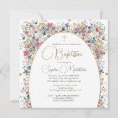 バプテスマ《キリスト教》洗礼式や命名式モダンフォトフィールド花 招待状 (正面)