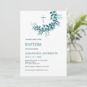 バプテスマ《キリスト教》洗礼式や命名式ユーカリプスグリーンリミナリスト 招待状 (スタンド正面)