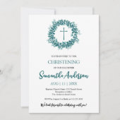 バプテスマ《キリスト教》洗礼式や命名式ユーカリプスグリーンリミナリスト 招待状 (正面)