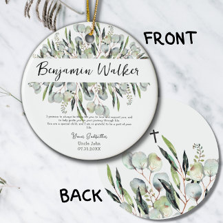 バプテスマ《キリスト教》洗礼式や命名式ユーカリ離れスゴドファーザ セラミックオーナメント