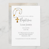 バプテスマ《キリスト教》洗礼式や命名式ロザリシンプルーイベント 招待状 (正面/裏面)