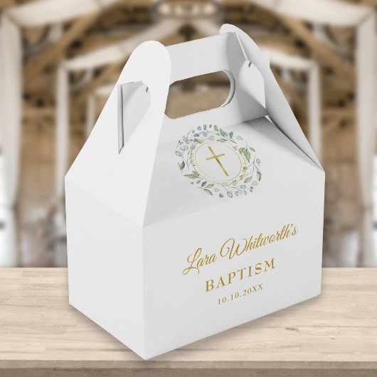バプテスマ《キリスト教》洗礼式や命名式ローレルガーランド金ゴールドスクリプト フェイバーボックス
