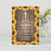 バプテスマ《キリスト教》洗礼式や命名式ヴィンテージひまわり枠 招待状 (スタンド正面)