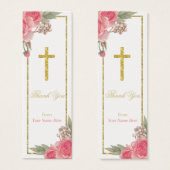 バプテスマ《キリスト教》洗礼式や命名式ヴィンテージフローラサンキューユーラベル (正面&裏面)