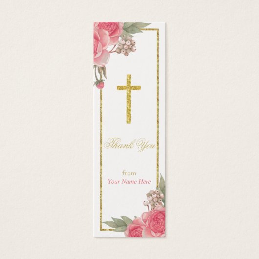 バプテスマ《キリスト教》洗礼式や命名式ヴィンテージフローラサンキューユーラベル (正面)