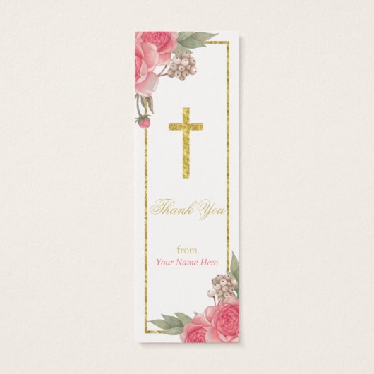 バプテスマ《キリスト教》洗礼式や命名式ヴィンテージフローラサンキューユーラベル (裏面)