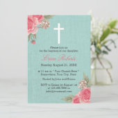 バプテスマ《キリスト教》洗礼式や命名式ヴィンテージフローラリエレガントネン 招待状 (スタンド正面)