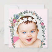 バプテスマ《キリスト教》洗礼式や命名式個人フォトフィールド花 招待状 (裏面)