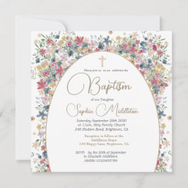 バプテスマ《キリスト教》洗礼式や命名式個人フォトフィールド花 招待状