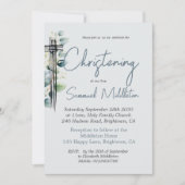 バプテスマ《キリスト教》洗礼式や命名式写真オスモダンブルー 招待状 (正面)