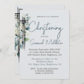 バプテスマ《キリスト教》洗礼式や命名式写真オスモダンブルー 招待状 (正面/裏面)