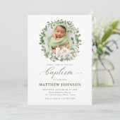 バプテスマ《キリスト教》洗礼式や命名式写真バラフローラ 招待状 (スタンド正面)