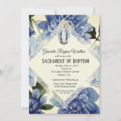 バプテスマ《キリスト教》洗礼式や命名式宗教的な青い花 招待状 (正面)