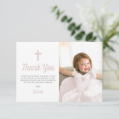 バプテスマ《キリスト教》洗礼式や命名式宗教的ピンクガール写真 サンキューカード (スタンド正面)