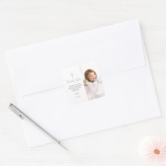 バプテスマ《キリスト教》洗礼式や命名式宗教的ピンクガール写真 スクエアシール (封筒)