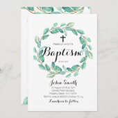 バプテスマ《キリスト教》洗礼式や命名式招待状カードグリーナリー 招待状 (正面/裏面)