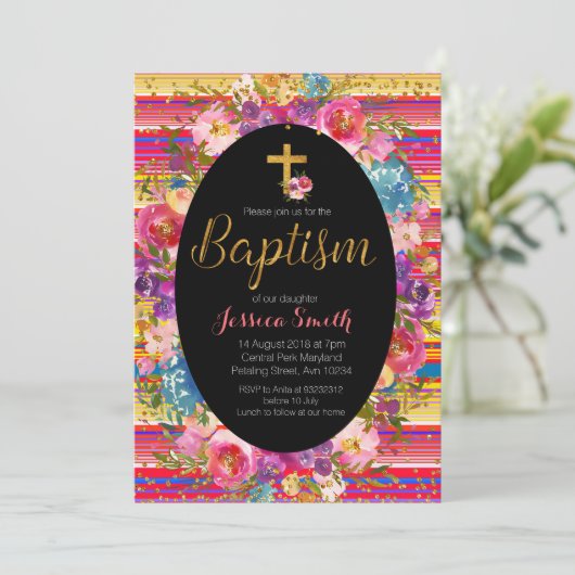 バプテスマ《キリスト教》洗礼式や命名式招待状メキシコフィエスタ 招待状 (スタンド正面)