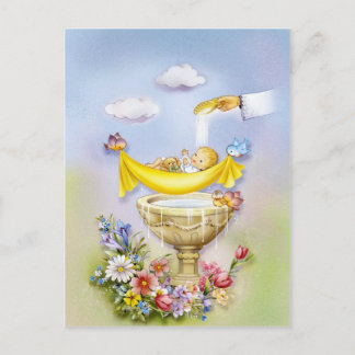 バプテスマ、《キリスト教》洗礼式や命名式招待 ポストカード