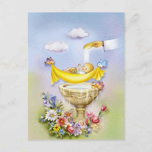 バプテスマ、《キリスト教》洗礼式や命名式招待 ポストカード (正面)