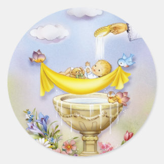 バプテスマ、《キリスト教》洗礼式や命名式招待 ラウンドシール