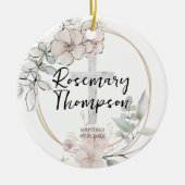 バプテスマ《キリスト教》洗礼式や命名式水彩柔らかいピンク色の花 セラミックオーナメント (正面)