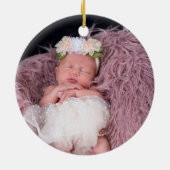 バプテスマ《キリスト教》洗礼式や命名式水彩柔らかいピンク色の花 セラミックオーナメント (裏面)